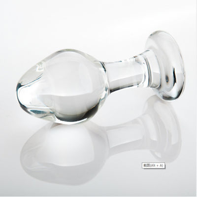 brinquedos de vidro do sexo anal da tomada da extremidade de 8.6cm transparentes para a loja do sexo dos adultos