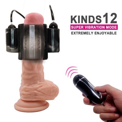 estimulação de controle remoto de Ring Couple Sex Toys Eletro da luva do pênis do ABS 9v