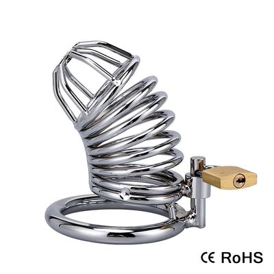 Metal pequeno Lockable Chastity Cage Vibrator Cock Ring 45mm para o homossexual