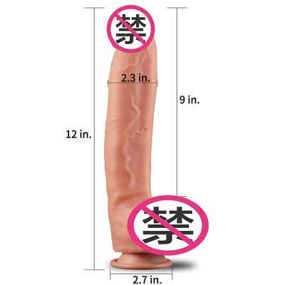 correia impermeável mergulhada dupla do galo realístico do silicone 12inch no dilldo