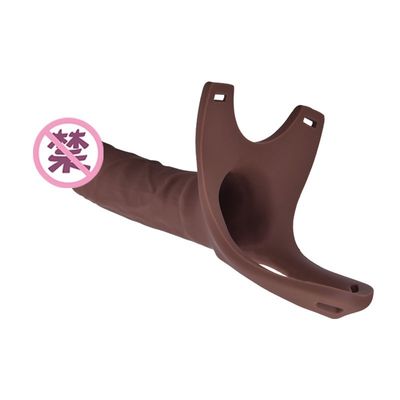 Correia do vibrador 26cm Hollw do copo da sução do silicone do OEM no dong curvado