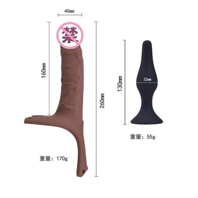 Correia do vibrador 26cm Hollw do copo da sução do silicone do OEM no dong curvado