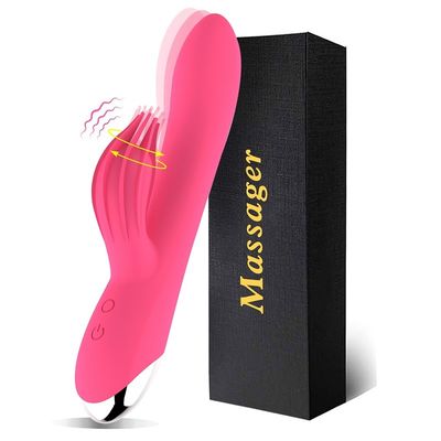 Multifuncional não tóxico de baixo nível de ruído duplo do brinquedo 50db do sexo do vibrador do silicone do motor