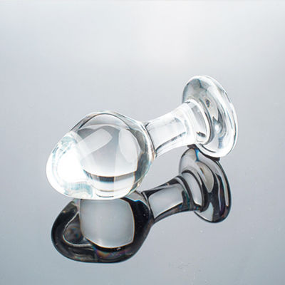 brinquedos de vidro do sexo anal da tomada da extremidade de 8.6cm transparentes para a loja do sexo dos adultos