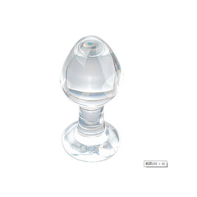 brinquedos de vidro do sexo anal da tomada da extremidade de 8.6cm transparentes para a loja do sexo dos adultos