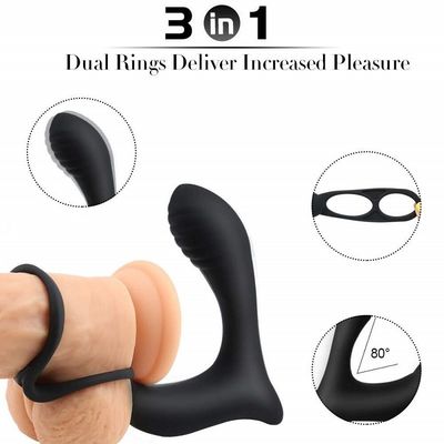 3 em um rádio masculino 400mah de controle remoto de Ring Vibrator Personalised Butt Plug