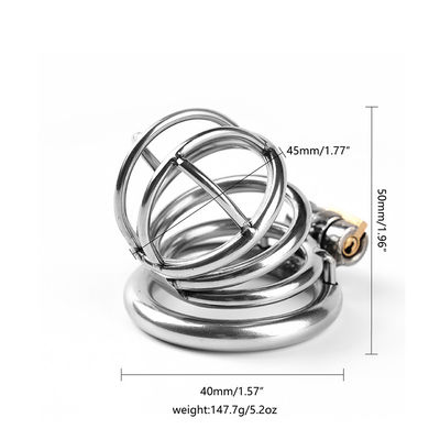 Os brinquedos de aço inoxidável do sexo dos homens armam Chastity Cage Male Chastity Device 50mm