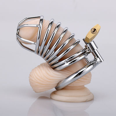 Metal pequeno Lockable Chastity Cage Vibrator Cock Ring 45mm para o homossexual