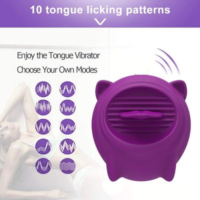 O bocal de 10 velocidades que suga o sexo das mulheres brinca o silicone médico de lambedura oral 6.5cm