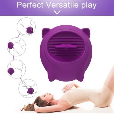 O bocal de 10 velocidades que suga o sexo das mulheres brinca o silicone médico de lambedura oral 6.5cm