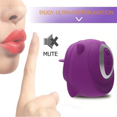 O bocal de 10 velocidades que suga o sexo das mulheres brinca o silicone médico de lambedura oral 6.5cm
