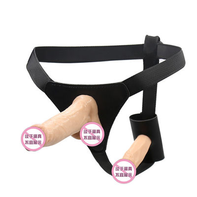 O sexo do vibrador LGBT do dobro da carne brinca a correia no pênis 10cm para pares
